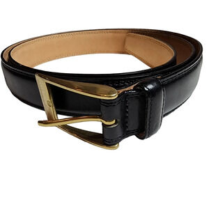Solid brass Italian black leather belt